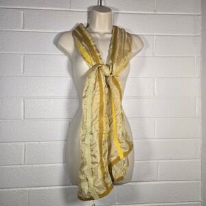 100% Merino Wool Sheer Scarf Wrap Walnut Dyed‎ Handmade 24x74 Art to Wear Artsy